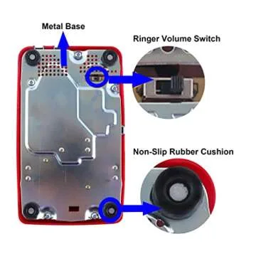 Traditional Red Landline Phone, Retro Corded Telephone with Message Indicator, Classic 2500 Analog Desk Phone, Vintage Corded Desk Telephone Large Button, Old Red Telephone Landline for School,Home