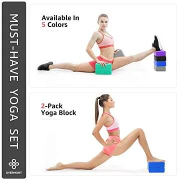 Overmont Yoga Block 2 Pack Supportive Latex-Free EVA Foam Soft Non-Slip Surface for General Fitness Pilates Stretching and Meditation