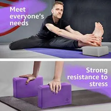 Overmont Yoga Block 2 Pack Supportive Latex-Free EVA Foam Soft Non-Slip Surface for General Fitness Pilates Stretching and Meditation