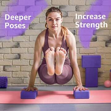 Overmont Yoga Block 2 Pack Supportive Latex-Free EVA Foam Soft Non-Slip Surface for General Fitness Pilates Stretching and Meditation