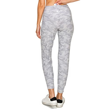 Leggings Depot ActiveFlex Jogger Yoga Pants with Pockets (Full Length, White Camouflage, Large)