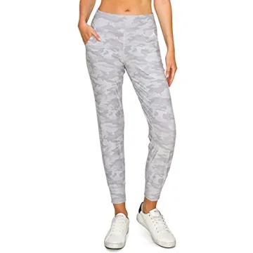 Leggings Depot ActiveFlex Jogger Yoga Pants with Pockets (Full Length, White Camouflage, Large)