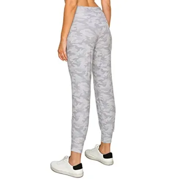 Leggings Depot ActiveFlex Jogger Yoga Pants with Pockets (Full Length, White Camouflage, Large)
