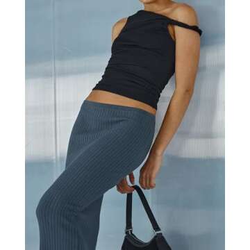 AKLOPVII Women One Off The Shoulder Ruched Twist Crop Tank Tops Sleeveless Asymmetric Slim Fit Y2K Going Out Cami Shirt