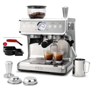 Ultima Cosa Espresso Machine With Grinder,With Milk Frother Steam Wand, Barista Latte Machine With R...
