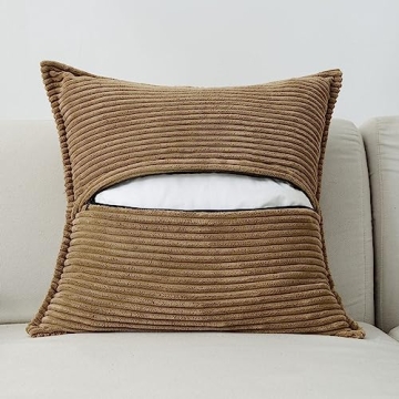 HAUSSY 20x20 Corduroy Pillow Covers Set of 2 Soft Home Decor