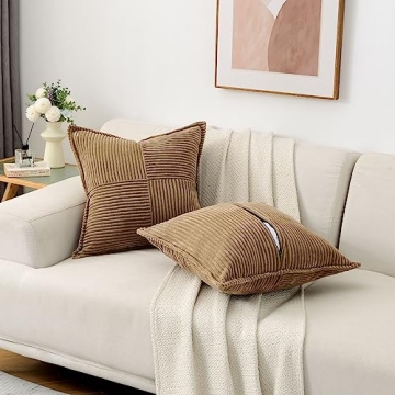 HAUSSY 20x20 Corduroy Pillow Covers Set of 2 Soft Home Decor