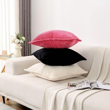 HAUSSY 20x20 Corduroy Pillow Covers Set of 2 Soft Home Decor