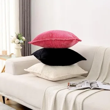 HAUSSY 20x20 Corduroy Pillow Covers Set of 2 Soft Home Decor