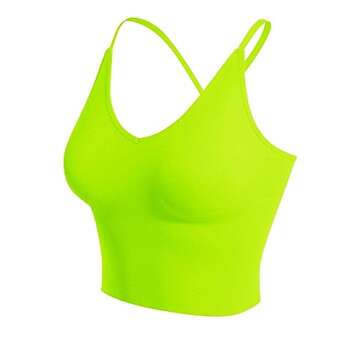 Design by Olivia Women's Casual Seamless Padded Workout Sports Bra Cami Cropped Yoga Tank Top with A...