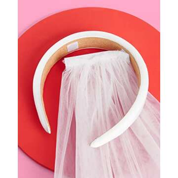 xo, Fetti Bachelorette Party Decorations Rhinestone Headband with Detachable Veil | White Headpiece ...