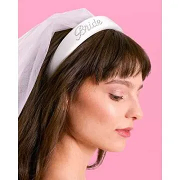 xo, Fetti Bachelorette Party Decorations Rhinestone Headband with Detachable Veil | White Headpiece Bridal Shower Gift, Bridesmaid Favors