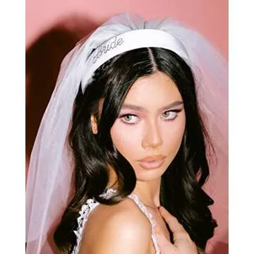 xo, Fetti Bachelorette Party Decorations Rhinestone Headband with Detachable Veil | White Headpiece Bridal Shower Gift, Bridesmaid Favors