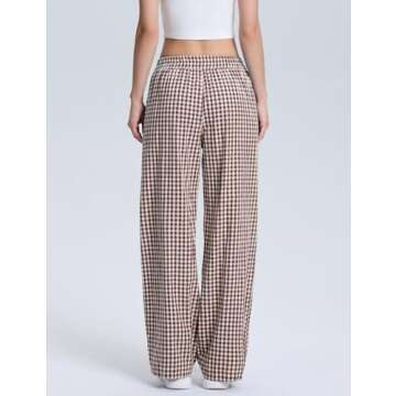 LOMON Women's Gingham Plaid Wide Leg Pants for Every Occasion
