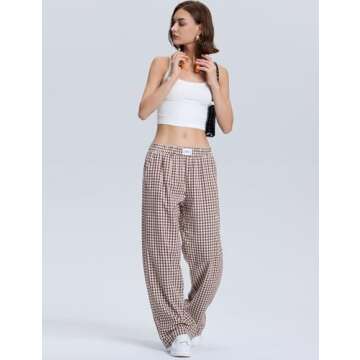 LOMON Women's Gingham Plaid Wide Leg Pants for Every Occasion
