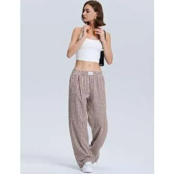 LOMON Women's Gingham Plaid Wide Leg Pants for Every Occasion