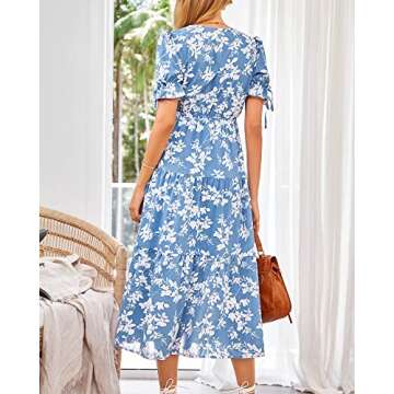 BTFBM Summer Boho Dress Deep V Neck Cutout Maxi