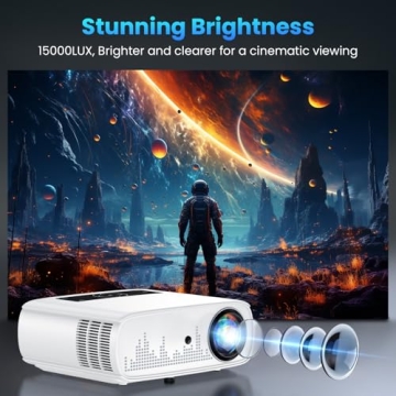 GROVIEW 1080P 15000lux Bluetooth Projector for Movies