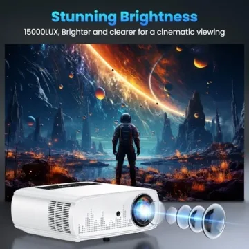 GROVIEW 1080P 15000lux Bluetooth Projector for Movies