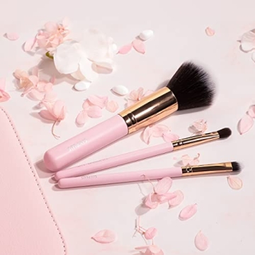 SIXPLUS 11Pcs Pink Makeup Brush Set with Travel Bag