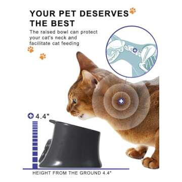 Y YHY Slow Feeder Cat Bowl, Elevated Cat Food Bowl Tilted Design, Dog Slow Feeder Bowl no Black Chin, Fish Bone Slow Feeder for Dry and Wet Food, Gray