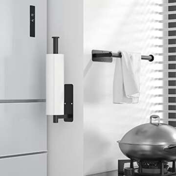 ASTOFLI Paper Towel Holder Under Cabinet No Drilling, Self Adhesive Paper Towel Holder Wall Mount fo...