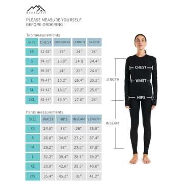 Merino.tech Merino Wool Base Layer Women Set - Lite, Midweight, Heavyweight Merino Thermal Underwear For Women Top, Bottom (Medium, 250 Navy)