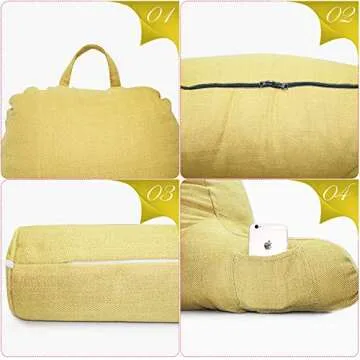 SUNSIDE Reading Pillow - Detachable Neck Roll for Comfort