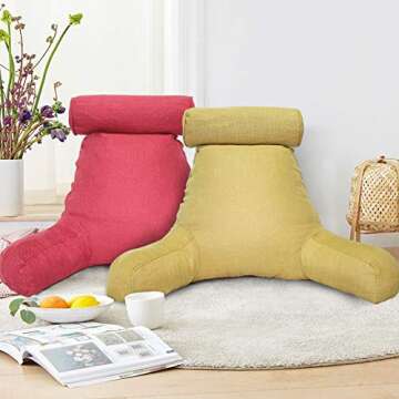 SUNSIDE Reading Pillow - Detachable Neck Roll for Comfort
