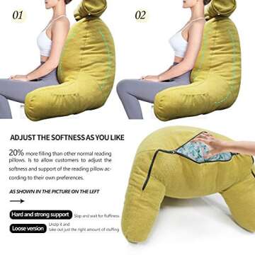 SUNSIDE Reading Pillow - Detachable Neck Roll for Comfort