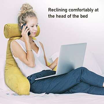 SUNSIDE Reading Pillow - Detachable Neck Roll for Comfort