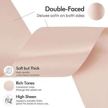MEEDEE Rose Gold Satin Ribbon Lux Double Faced 10 Yards