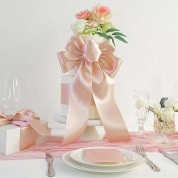 MEEDEE Rose Gold Satin Ribbon Lux Double Faced 10 Yards