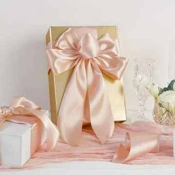 MEEDEE Rose Gold Satin Ribbon Lux Double Faced 10 Yards