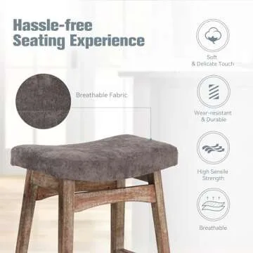 Erste!Bravo Solid Wood Bar Stools Set of 3 for Kitchen