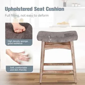 Erste!Bravo Solid Wood Bar Stools Set of 3 for Kitchen