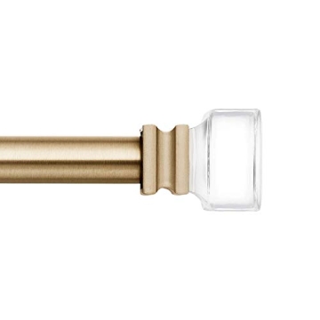 MODE Premium Collection Curtain Rod with Clear Square Finials in Warm Gold