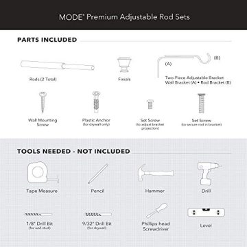 Stylish and Durable MODE Premium Curtain Rod Set