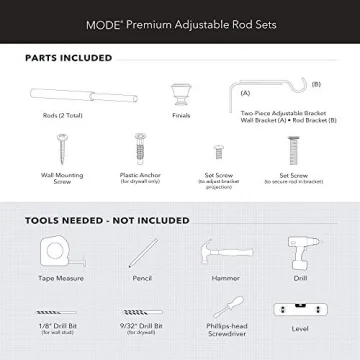 Stylish and Durable MODE Premium Curtain Rod Set