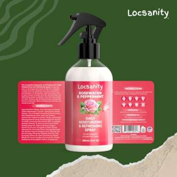Locsanity Daily Moisturizing Refreshing Spray for Locs, Dreadlocks - Rose Water and Peppermint Hair ...