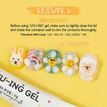 SARA FRIENDS 3D Embossing JJYU-ING Gel for Nail Art, Clear 10g(0.35oz) 3D Nail Polish Gel alternatives Embossed Character Nail Art Design Color Drawing DIY at Home Made in Korea