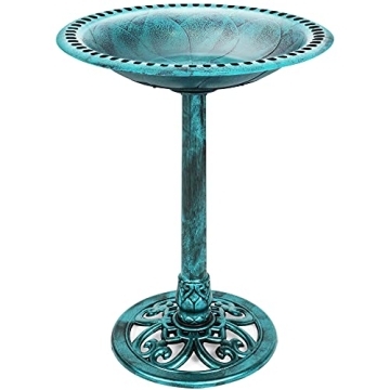 Elegant Vintage Outdoor Bird Bath with Fleur-de-Lis Accents