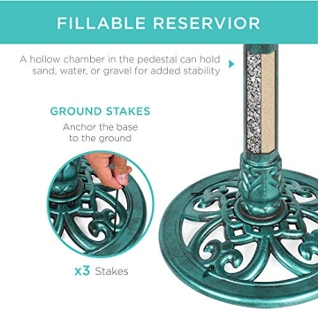 Elegant Vintage Outdoor Bird Bath with Fleur-de-Lis Accents