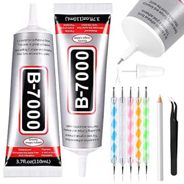 B7000 Adhesive Rhinestones Glue for Crafts, 3PCS B7000 Jewelry Glue +2PCS 110ml / 3.7 fl oz B7000 Cl...