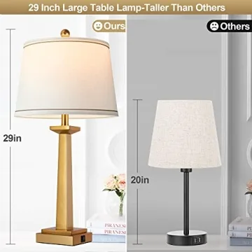 Elegant Gold Table Lamps with USB Charging Ports