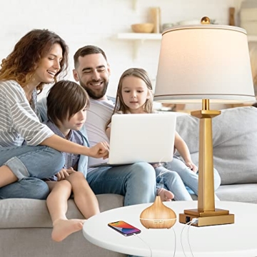 Elegant Gold Table Lamps with USB Charging Ports
