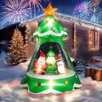 NIORSUN 7FT Christmas Inflatable Tree with Santa & Penguin - Festive Outdoor Decor
