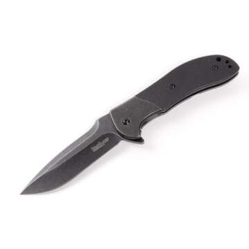 Kershaw Scrambler (3890BW) in Stealth BlackWash Delivers Streamlined Look with 8CR13MOV Steel Drop Point Blade, SpeedSafe Opening, Reversible Pocket Clip, Trustworthy Lock and Sharpness