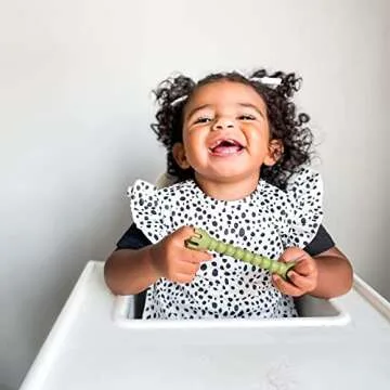 BapronBaby Flutter Organic Dot Bapron - No Neck Tie Safer Bib for Baby & Toddler - Soft Waterproof Stain Resistant - Machine Washable - Sz Baby/Toddler 6m-3T