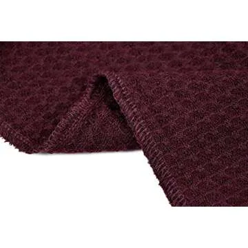 MOLERANI Womens Waffle Knit V-Neck Tunic Blouse Tie Knot Henley Tops Loose Fitting Bat Wing Plain Shirts (L, Wine Red)